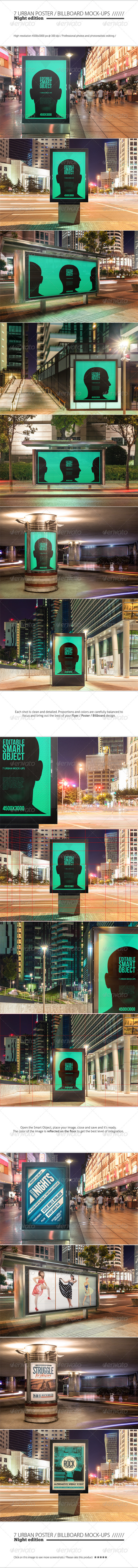 7 Urban Poster-Billboard Mock-Ups - Night edition - Preview Image.jpg