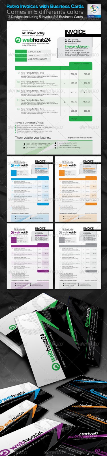 VISԴļ retro-invoices-with-business-cards