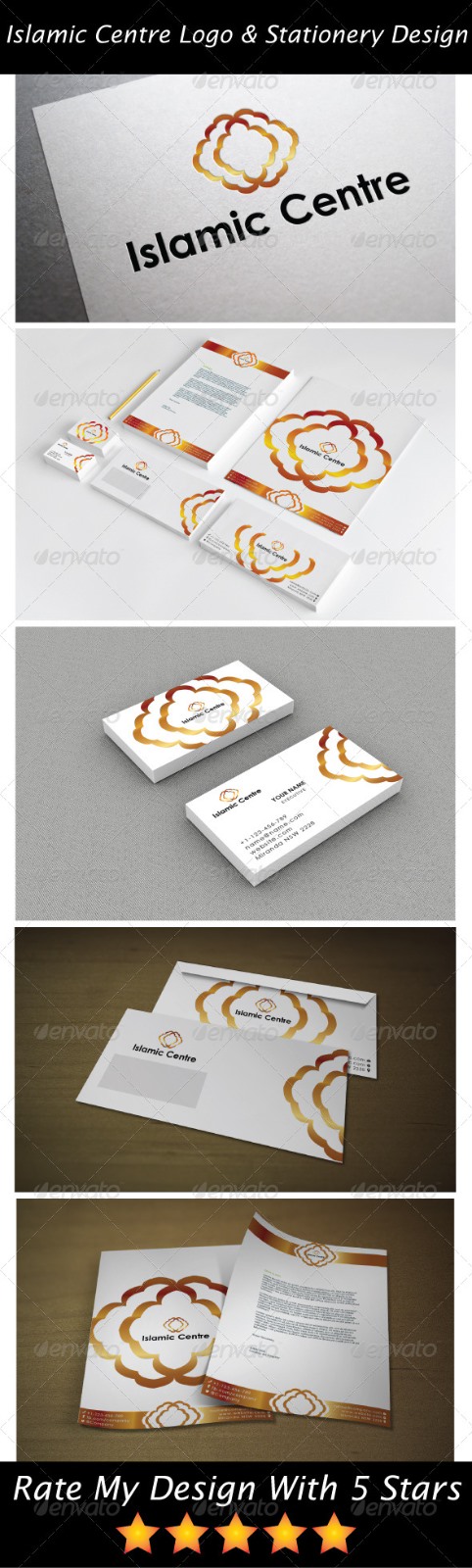 VISԴļ gold-islamic-service-logo-stationery-design